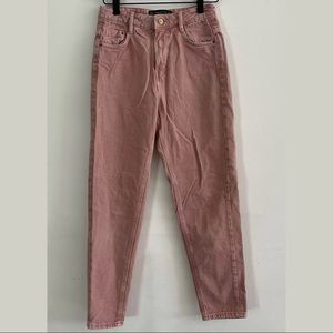 ZARA High Waist Rare Pink Denim Classic Mom Jeans.